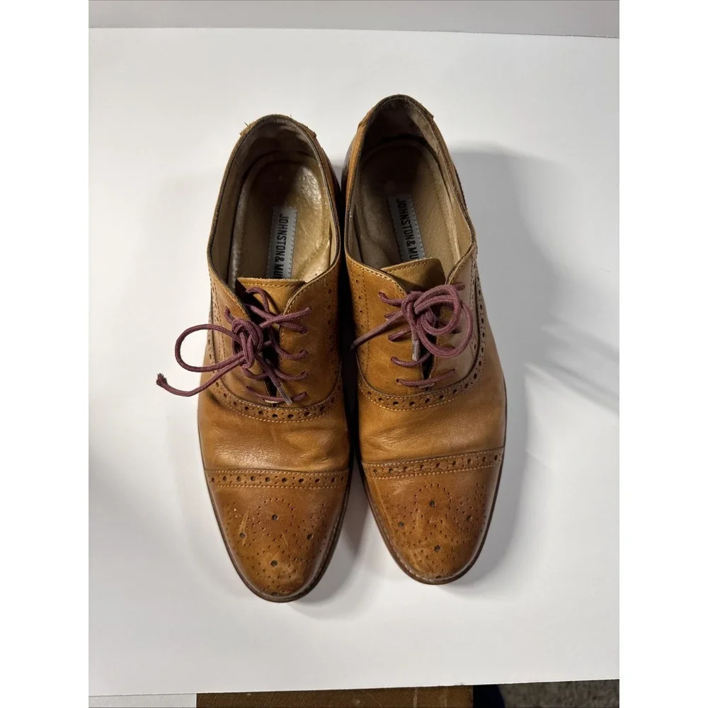 Johnston & Murphy 20-8682 Conard Mens 9.5M Brown Leather Lace Up Cap Toe Shoe